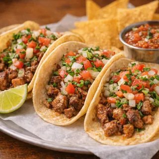 Tacos with salsa and lime
